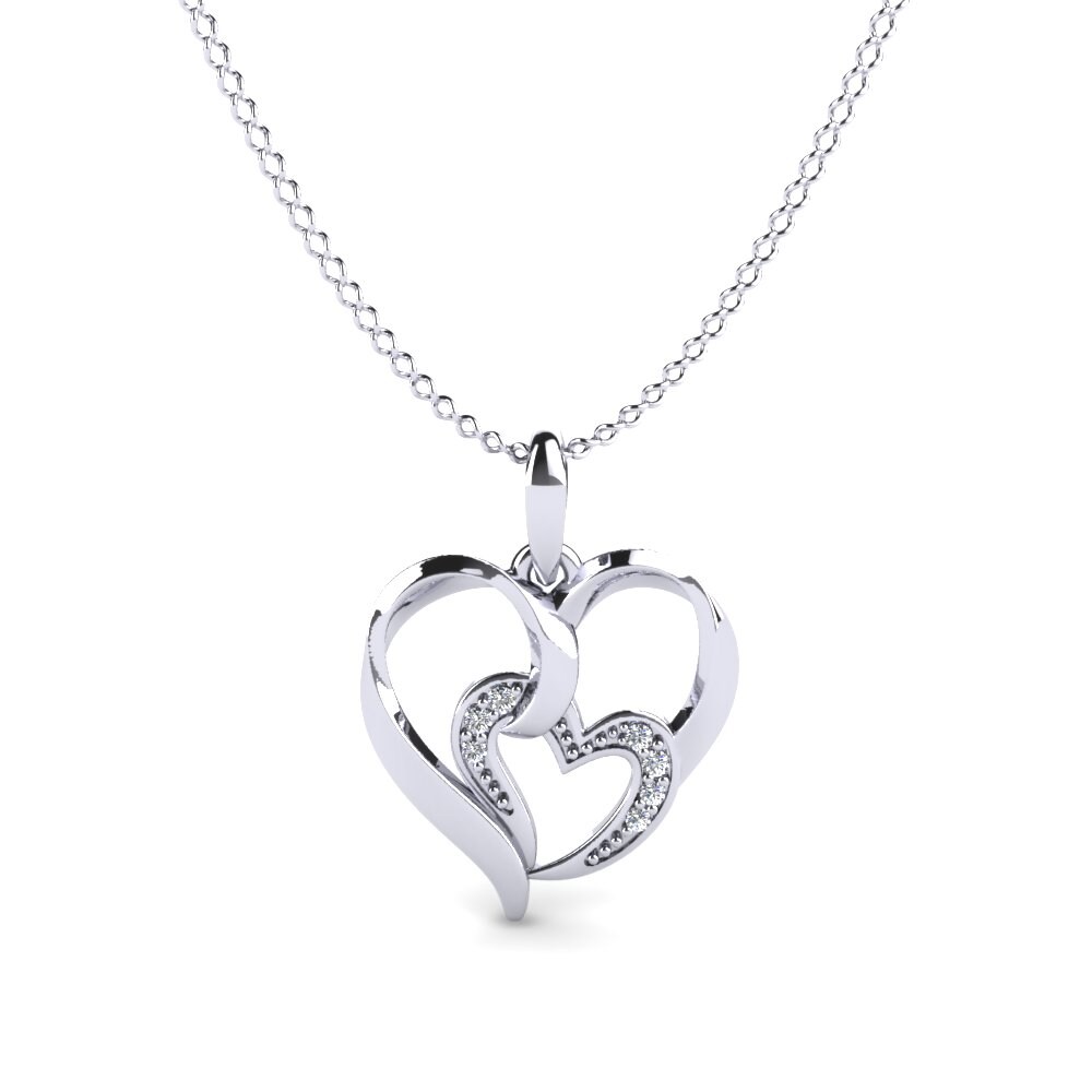 Heart Necklaces GLAMIRA Pendant Cassandra 585 White Gold White Sapphire
