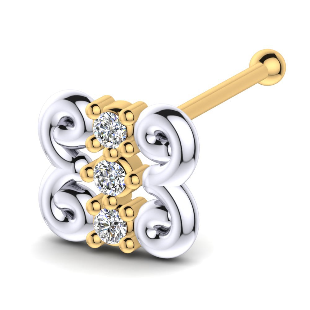 Piercings Nariz Pavlina Oro Amarillo & Blanco 585 Diamante