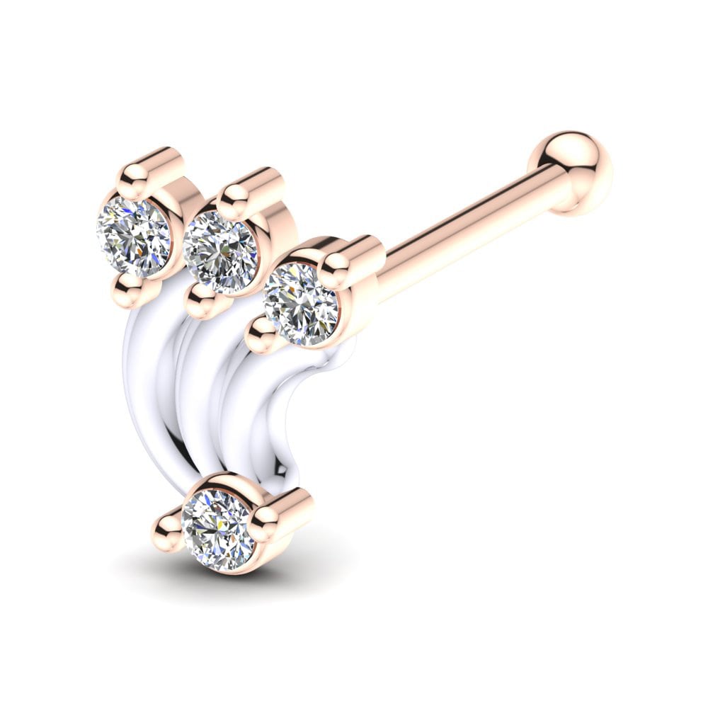 Piercings Nariz Sionet Oro Rosa & Blanco 585 Diamante