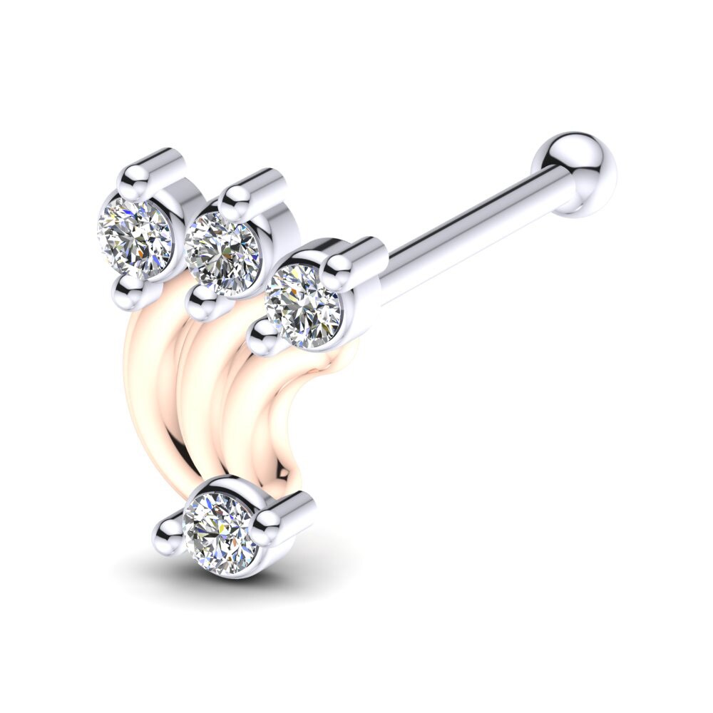 Piercings Nariz Sionet Oro Blanco & Rosa 585 Diamante