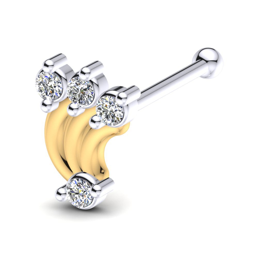 9k White & Yellow Gold Nose Pin Sionet
