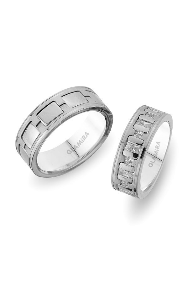 White Silver Diamond Wedding Ring Serenity Lights