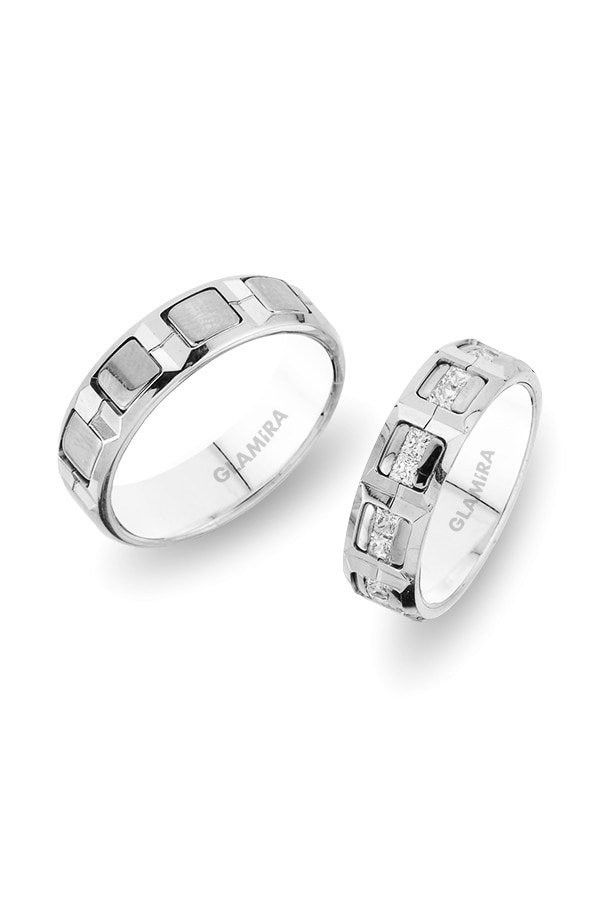 White Silver Diamond Wedding Ring Serenity Classic
