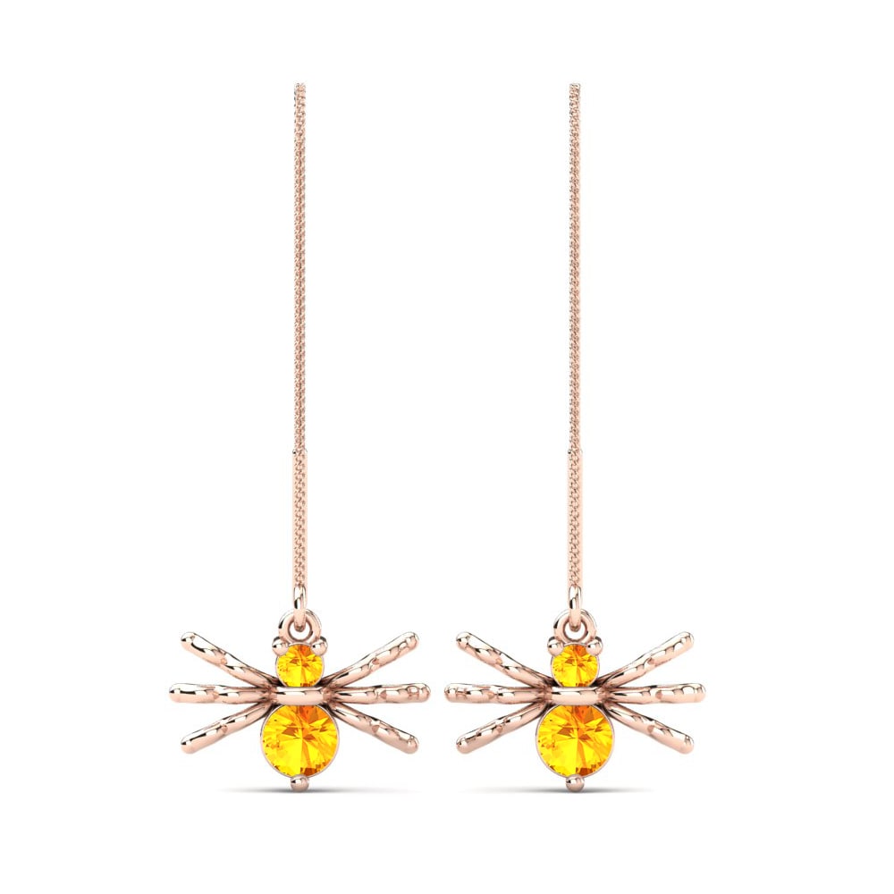 Ketting oorbellen 14K Rood Goud Citrien Oorbellen