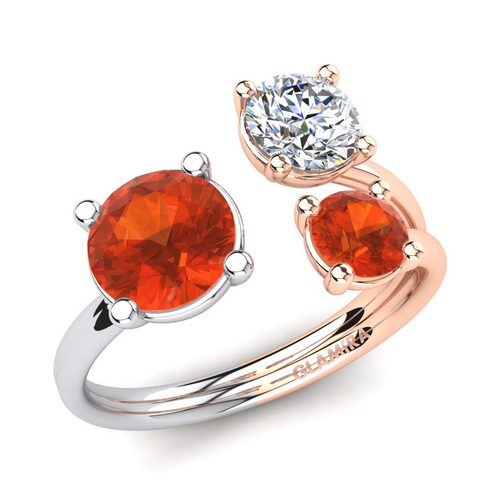 14ct Rose & White Gold Fire Opal Ring Negri
