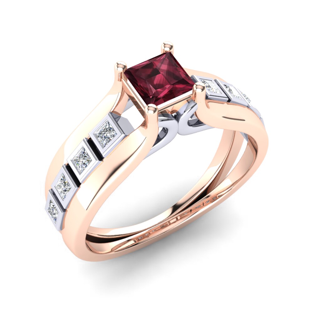 14ct Rose / White Gold Garnet Engagement Ring Nicoletta