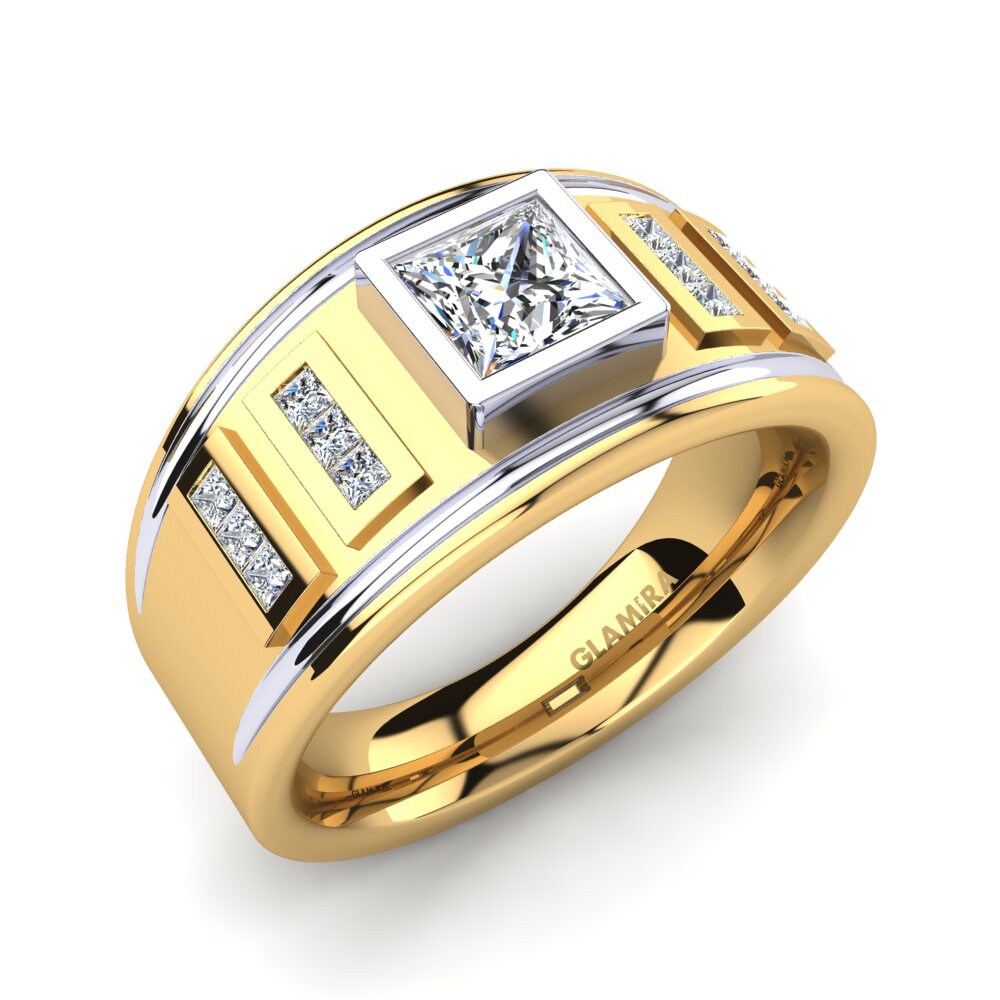 Anello Uomo Moissanite Taglio Principessa 2 Ct – Argento 925 Placcato Oro 14K – Personalizzabile