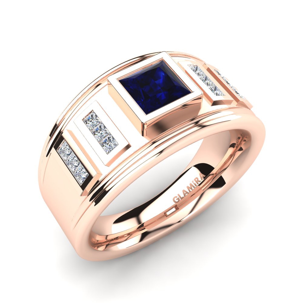9ct Rose Gold Sapphire Men's Ring Norberto