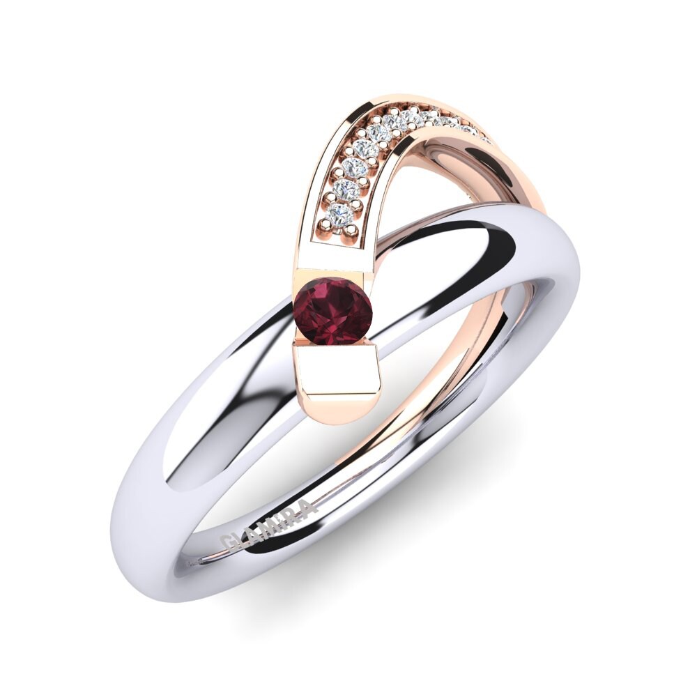 9ct White & Rose Gold Garnet Ring Nutmeg