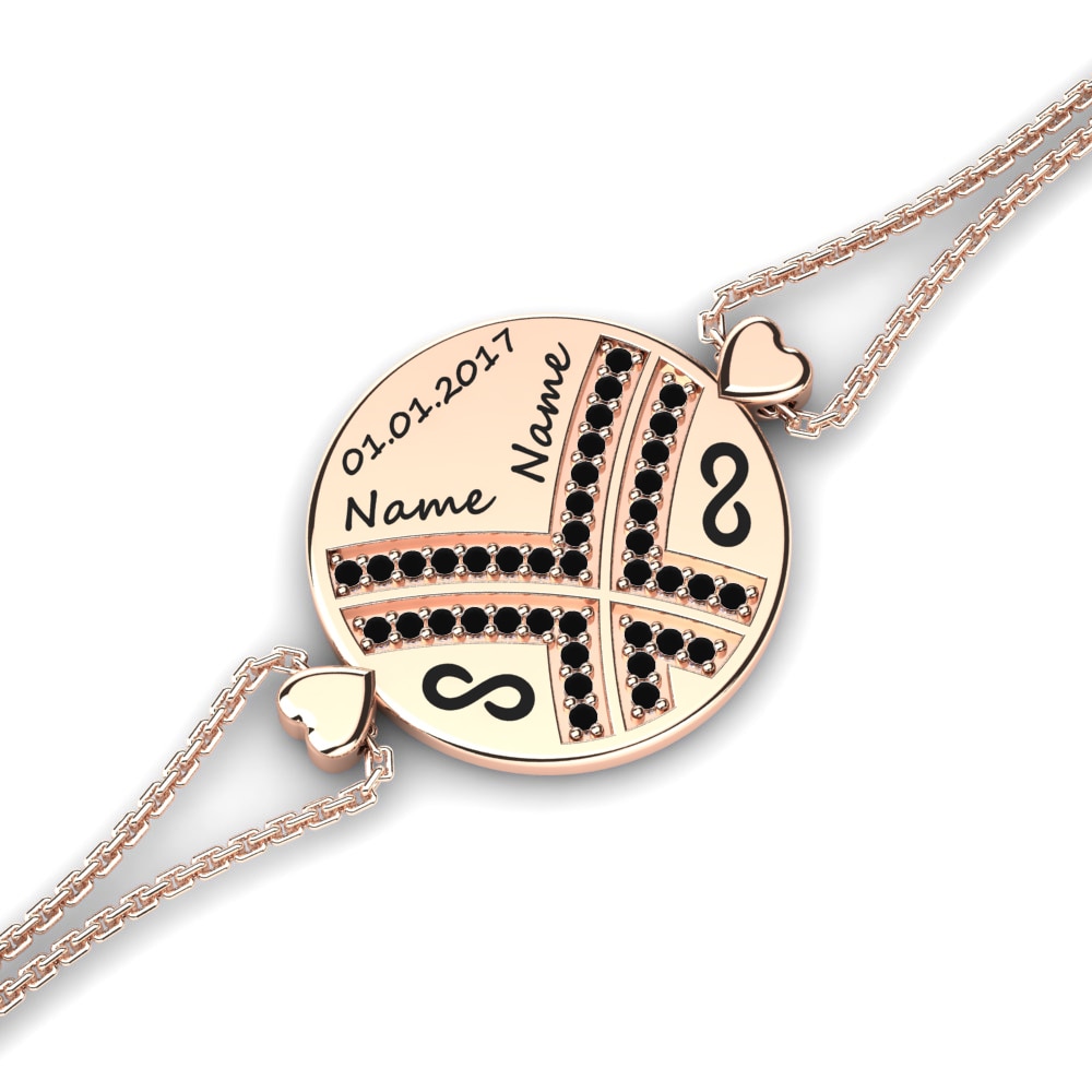 14ct Rose Gold Black Sapphire Women's Bracelet Beloye