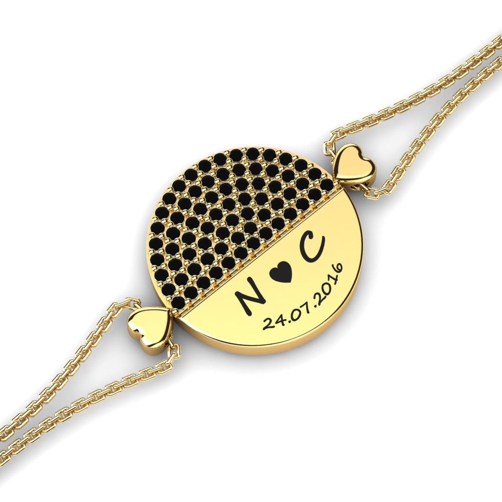 14ct Yellow Gold Black Diamond Women's Bracelet Helsingar