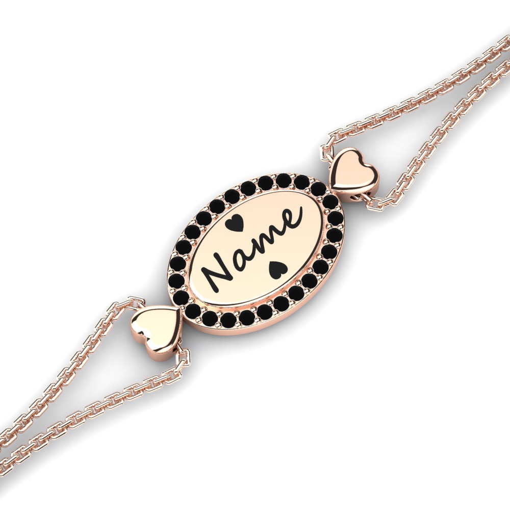 14ct Rose Gold Black Sapphire Women's Bracelet Ladoga