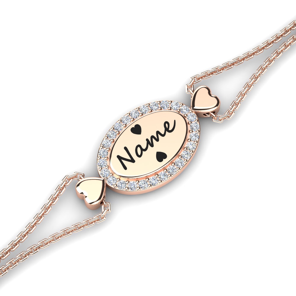 14ct Rose Gold White sapphire Women's Bracelet Ladoga