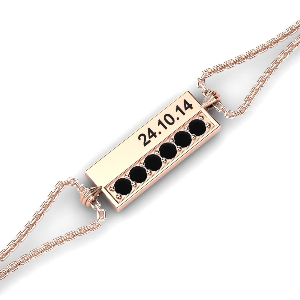 14ct Rose Gold Black Sapphire Women's Bracelet Onega