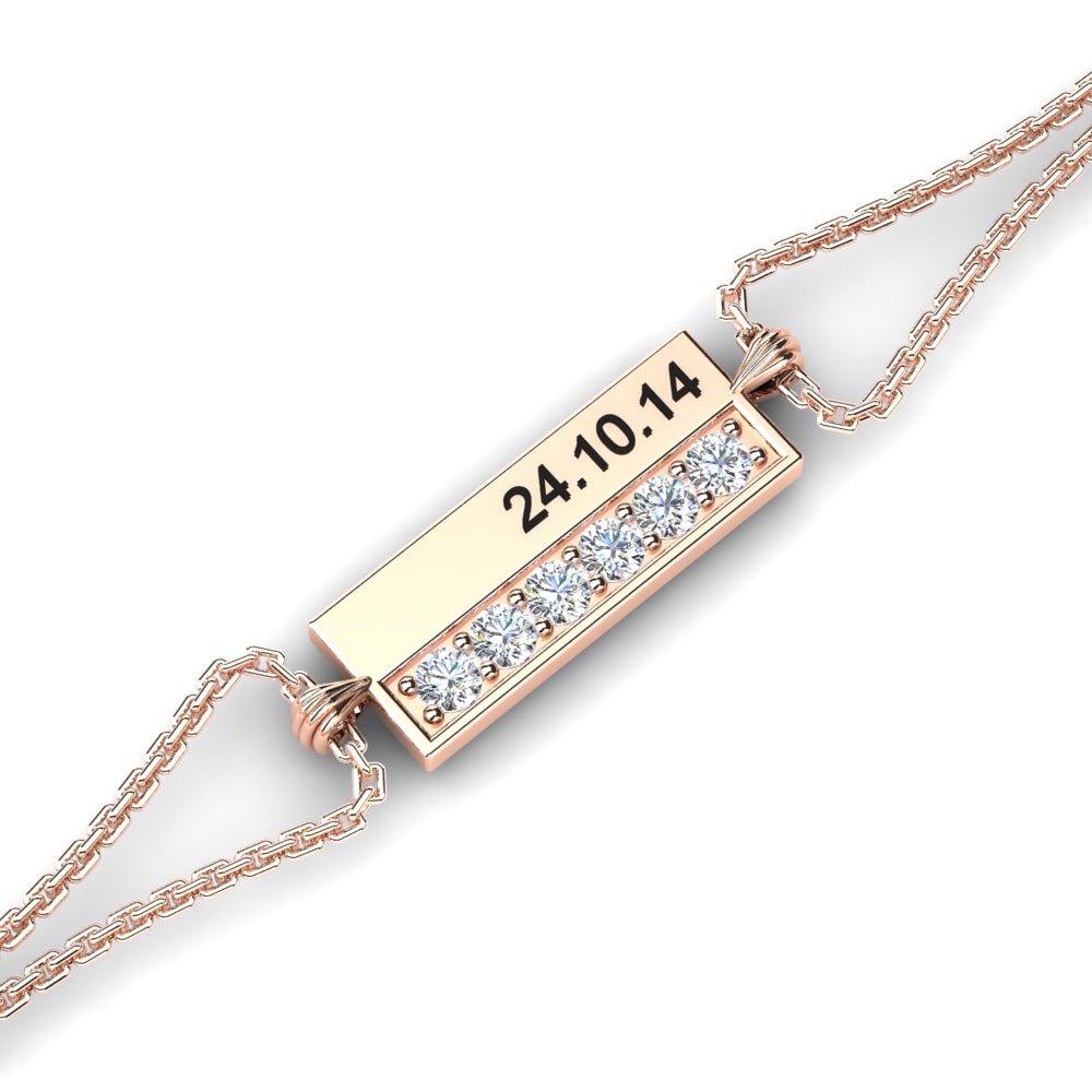 14ct Rose Gold White sapphire Women's Bracelet Onega