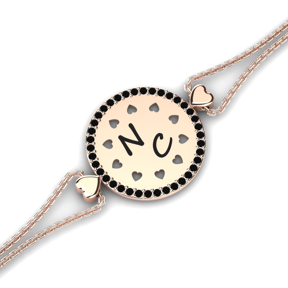 14ct Rose Gold Black Diamond Women's Bracelet Saxona