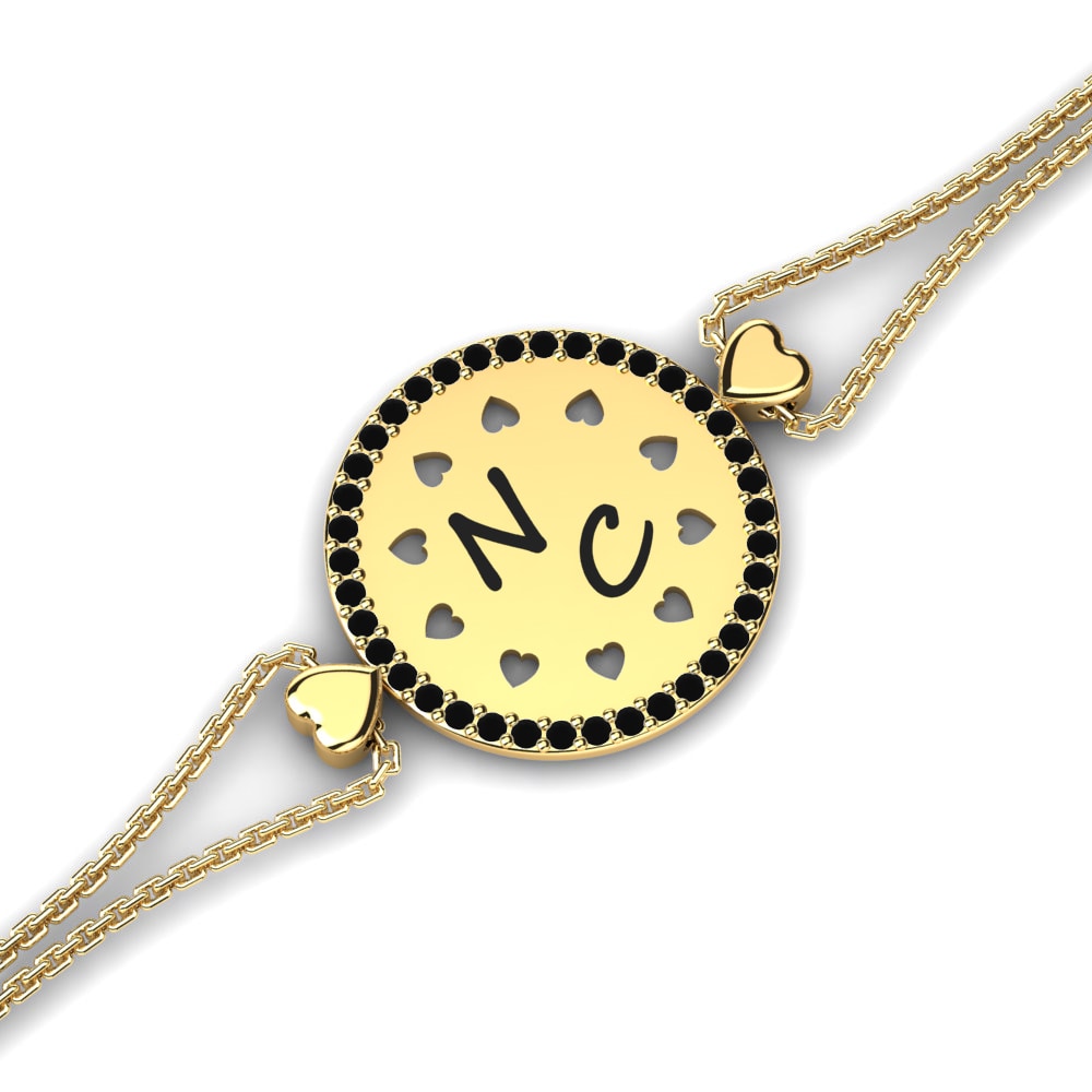 14ct Yellow Gold Black Diamond Women's Bracelet Saxona