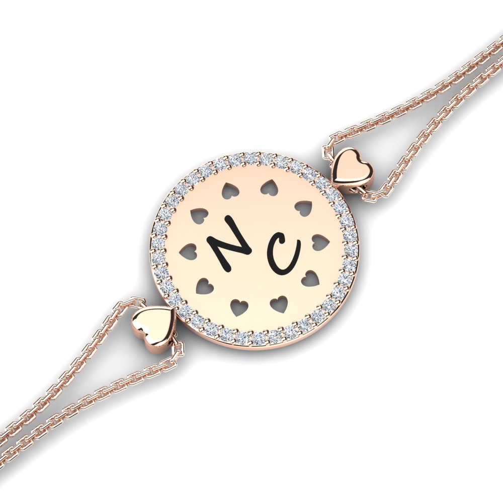 14ct Rose Gold White sapphire Women's Bracelet Saxona