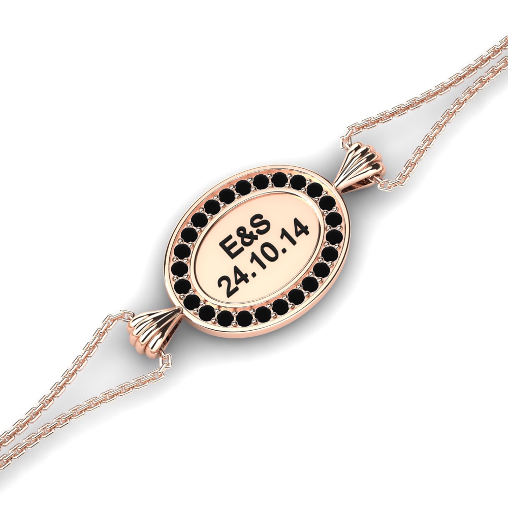 14ct Rose Gold Black Sapphire Women's Bracelet Vanern