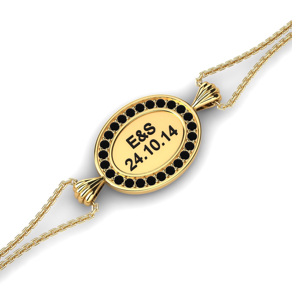 14ct Yellow Gold Black Diamond Women's Bracelet Vanern