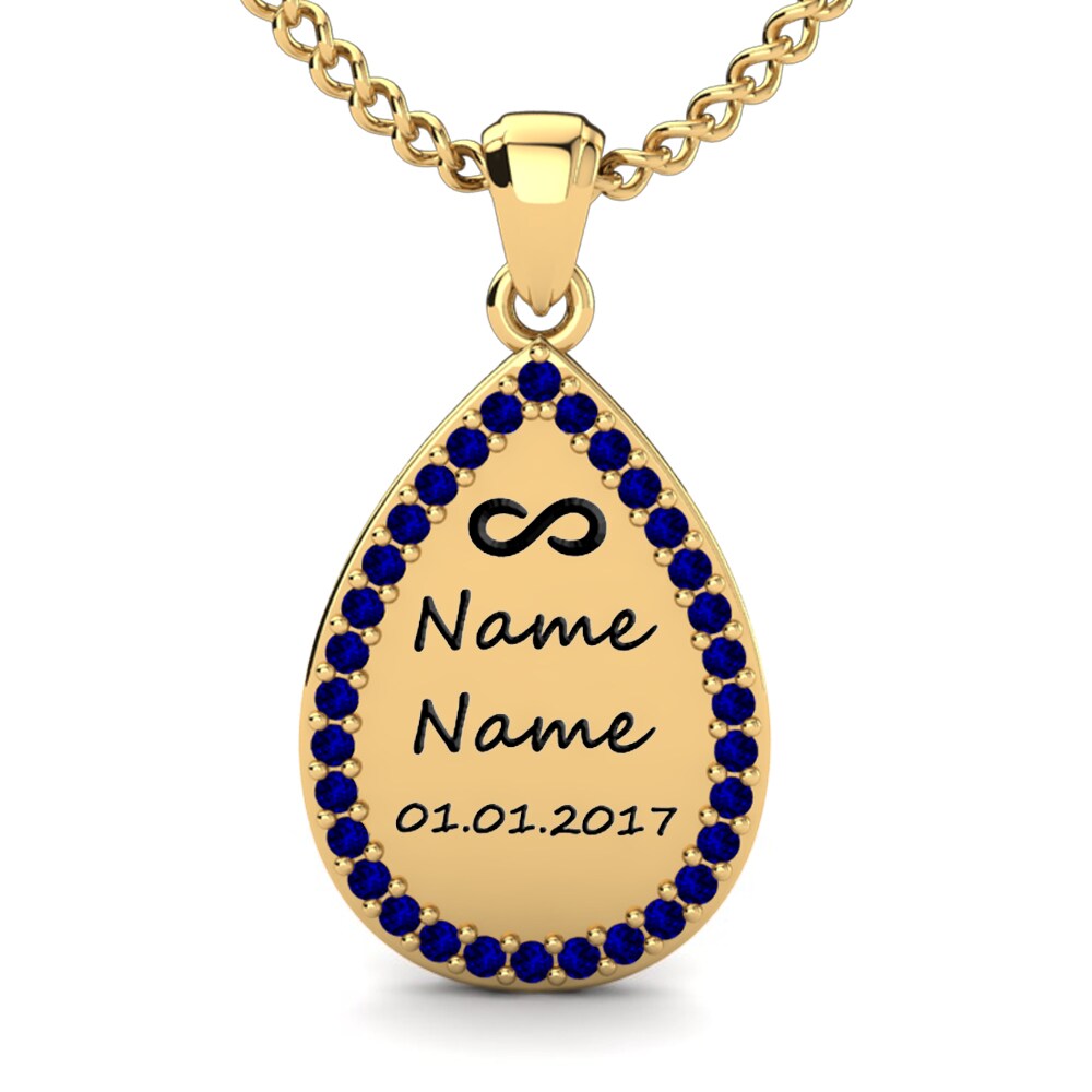 Gelbgold 585 Dunkelblauer Zirkonia Damen anhänger Adhira