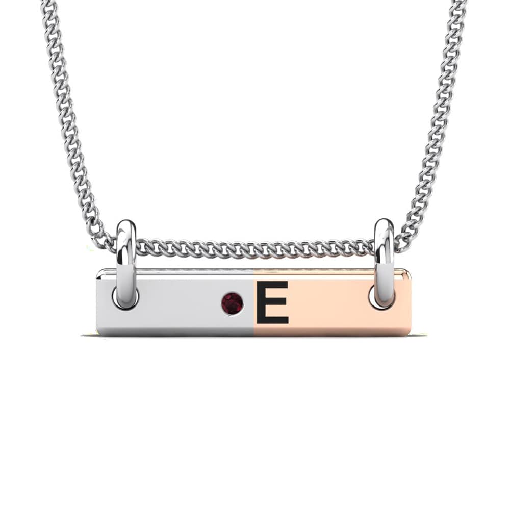 14k Oro Blanco & Rosa Granate Colgante de Mujer Akeila