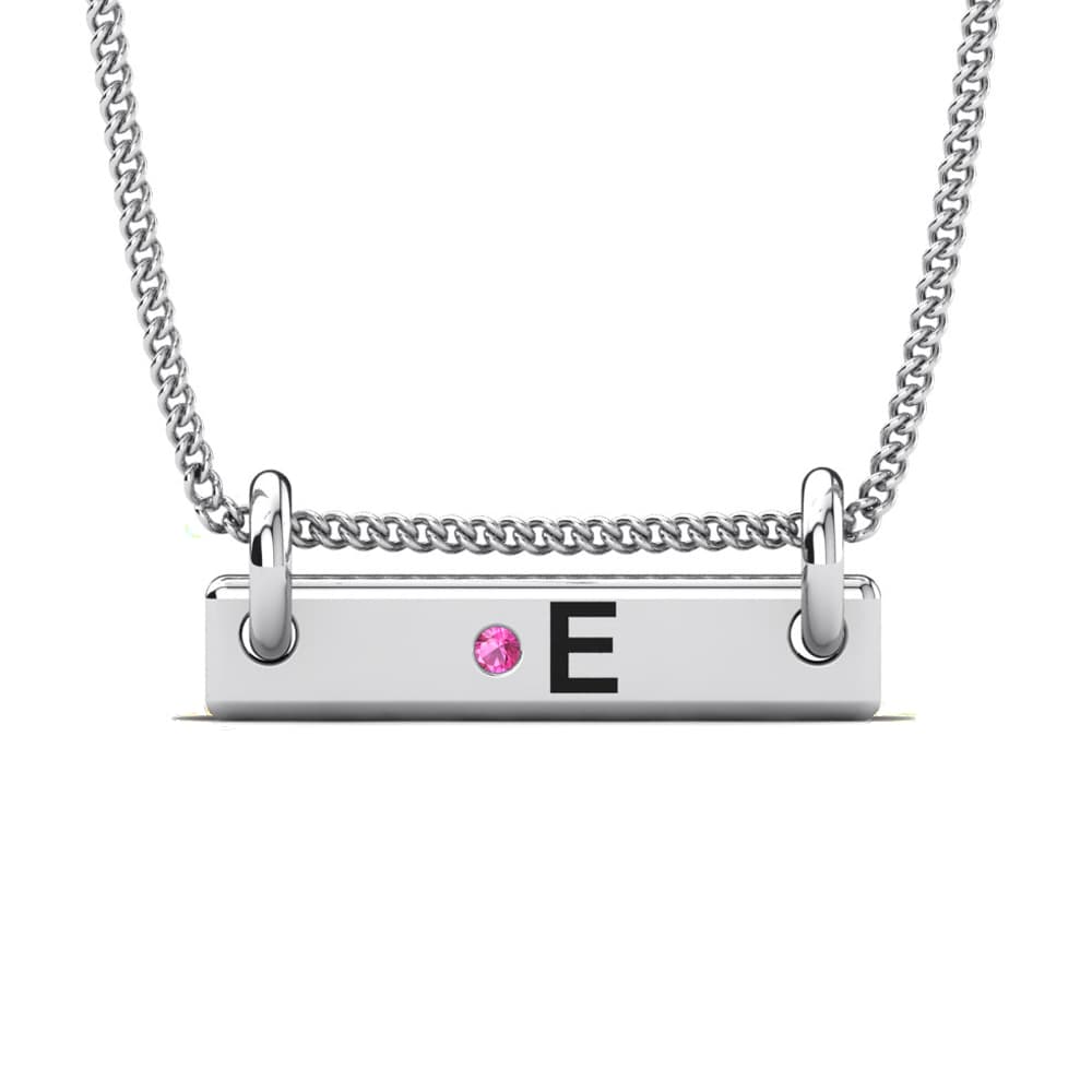 14k Oro Blanco Turmalina rosa Colgante de Mujer Akeila
