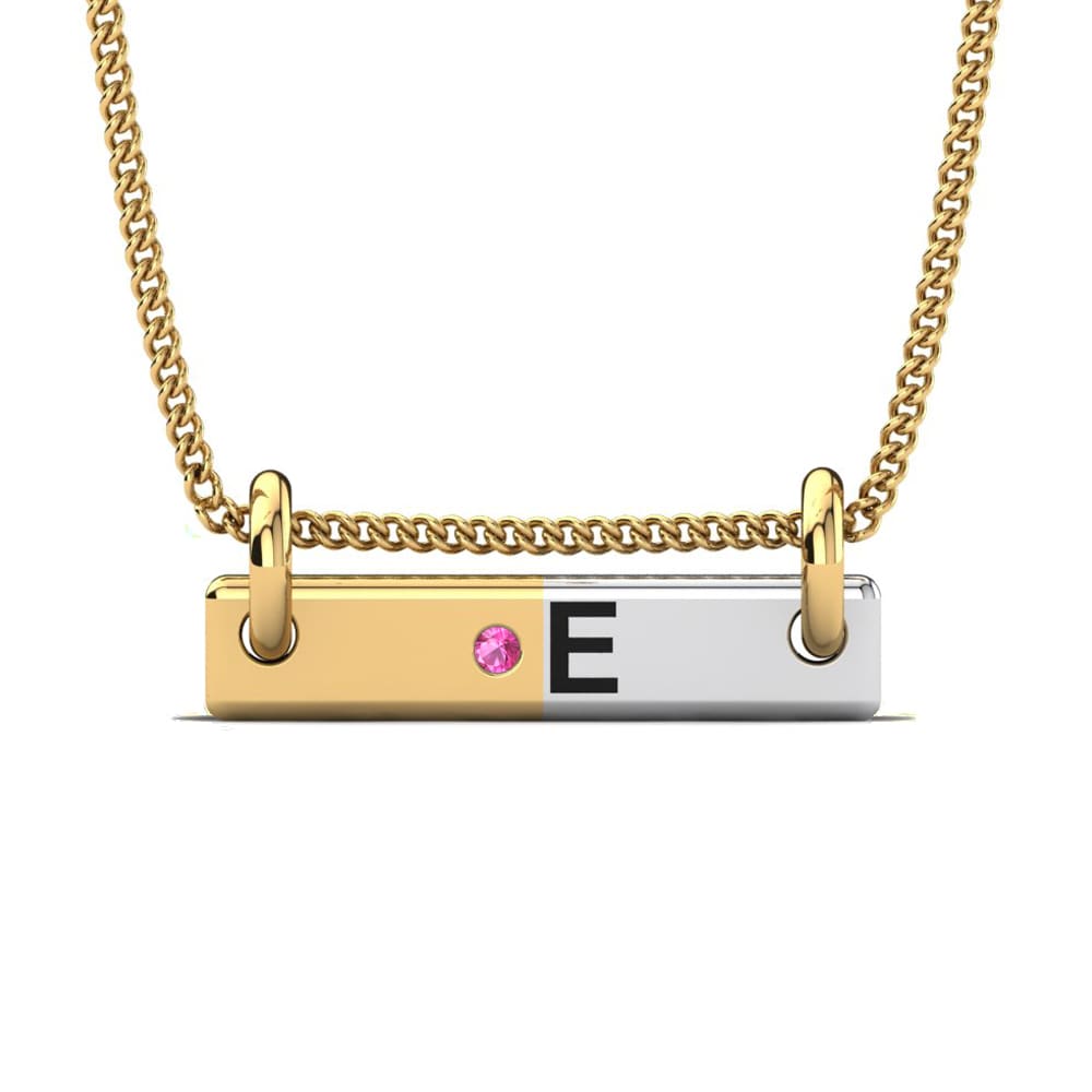 9k Oro Amarillo & Blanco Turmalina rosa Colgante de Mujer Akeila