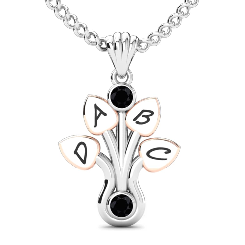 14k Oro Blanco & Rosa Zafiro negro Colgante de Mujer Araxie