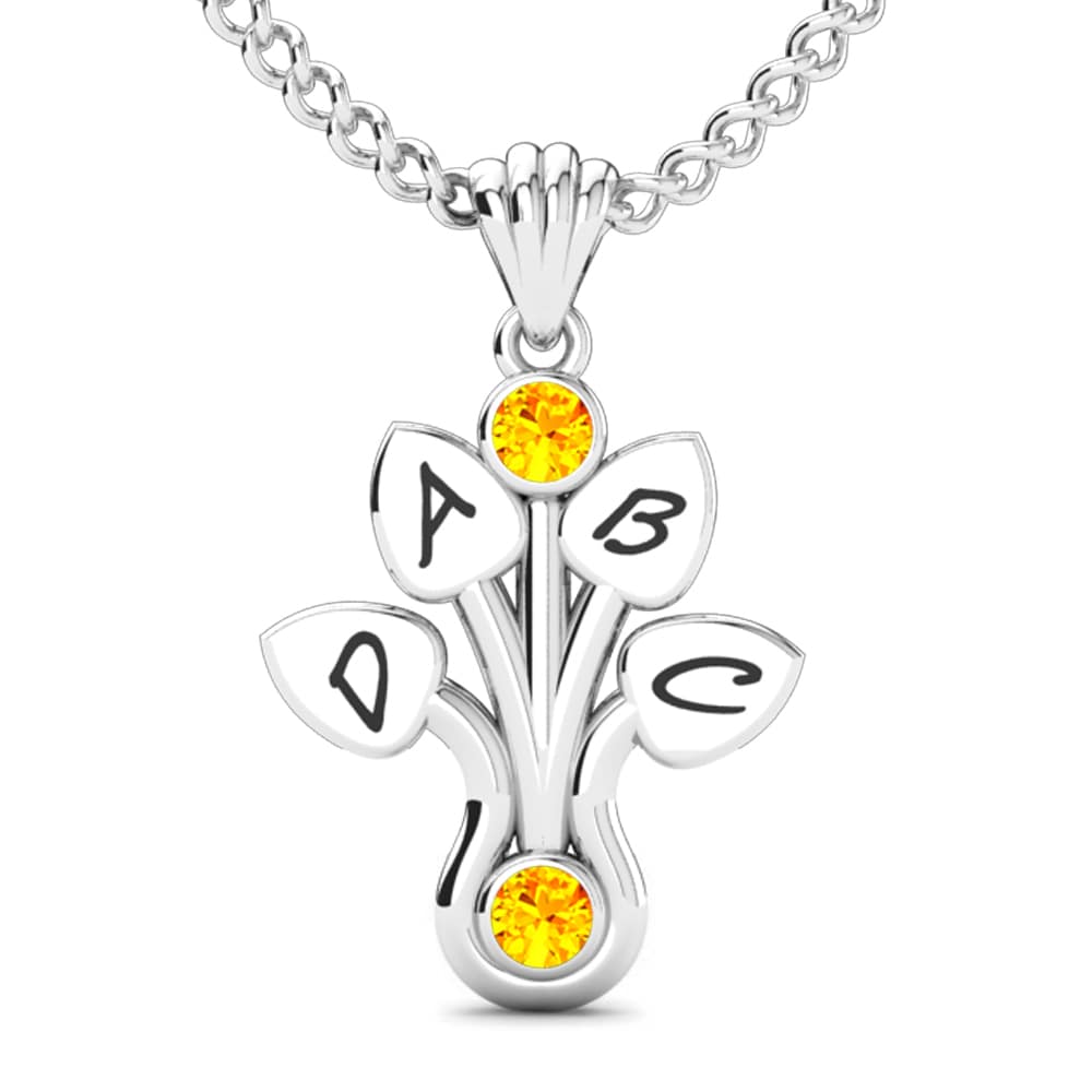 14k Oro Blanco Citrino Colgante de Mujer Araxie