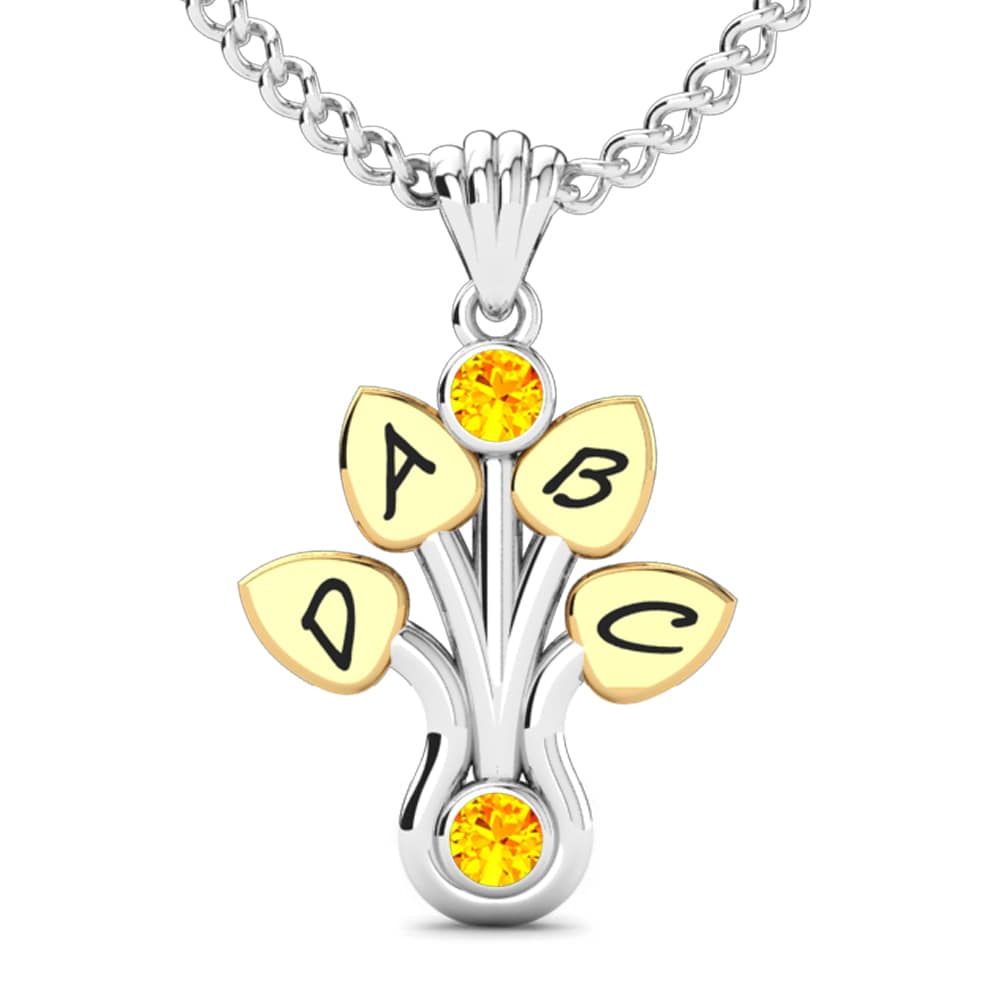 585 Weiß & Gelbgold Citrin Damen anhänger Araxie
