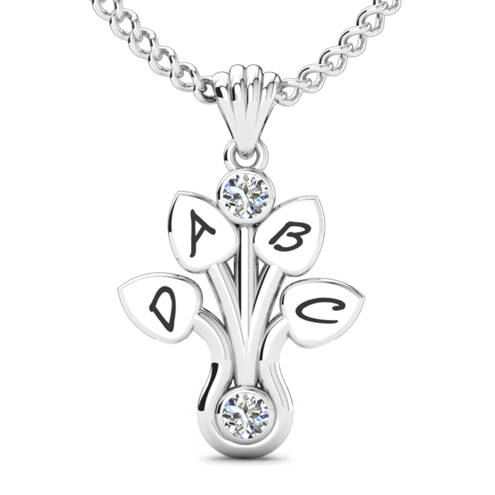 Paladio 950 Zafiro blanco Colgante de Mujer Araxie