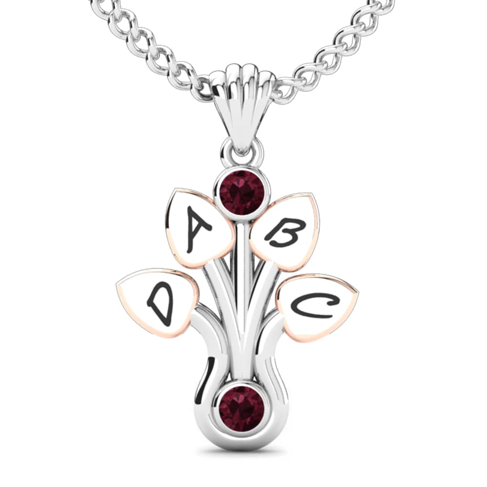 14k Oro Blanco & Rosa Granate Colgante de Mujer Araxie