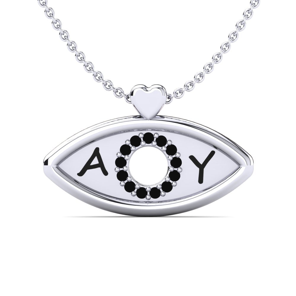 14k Oro Blanco & Rosa Zafiro negro Collar de Mujer Dairine