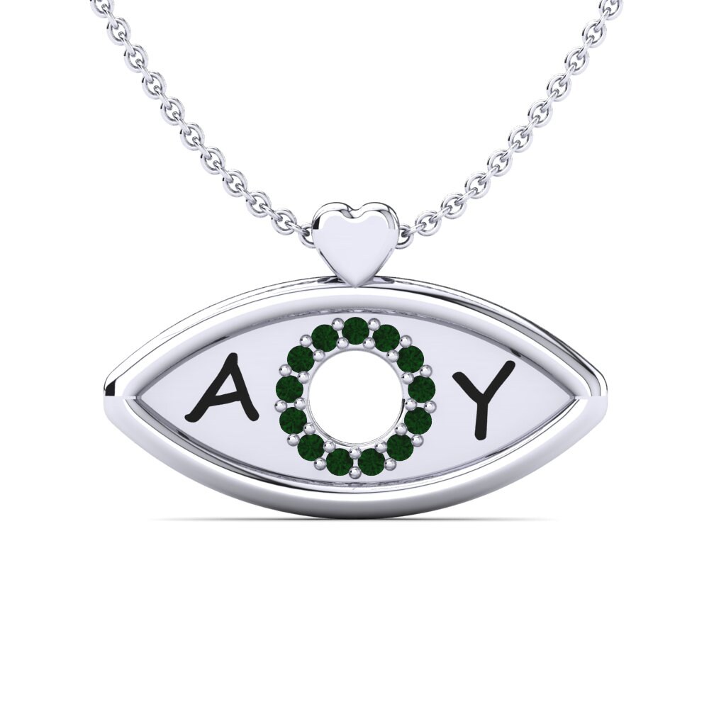 950 Palladium Grüner Zirkonia Damen halskette Dairine