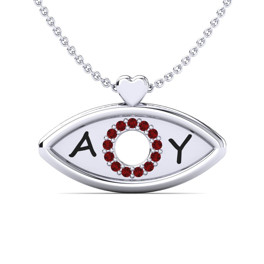 950 Platin Roter Zirkonia Damen halskette Dairine