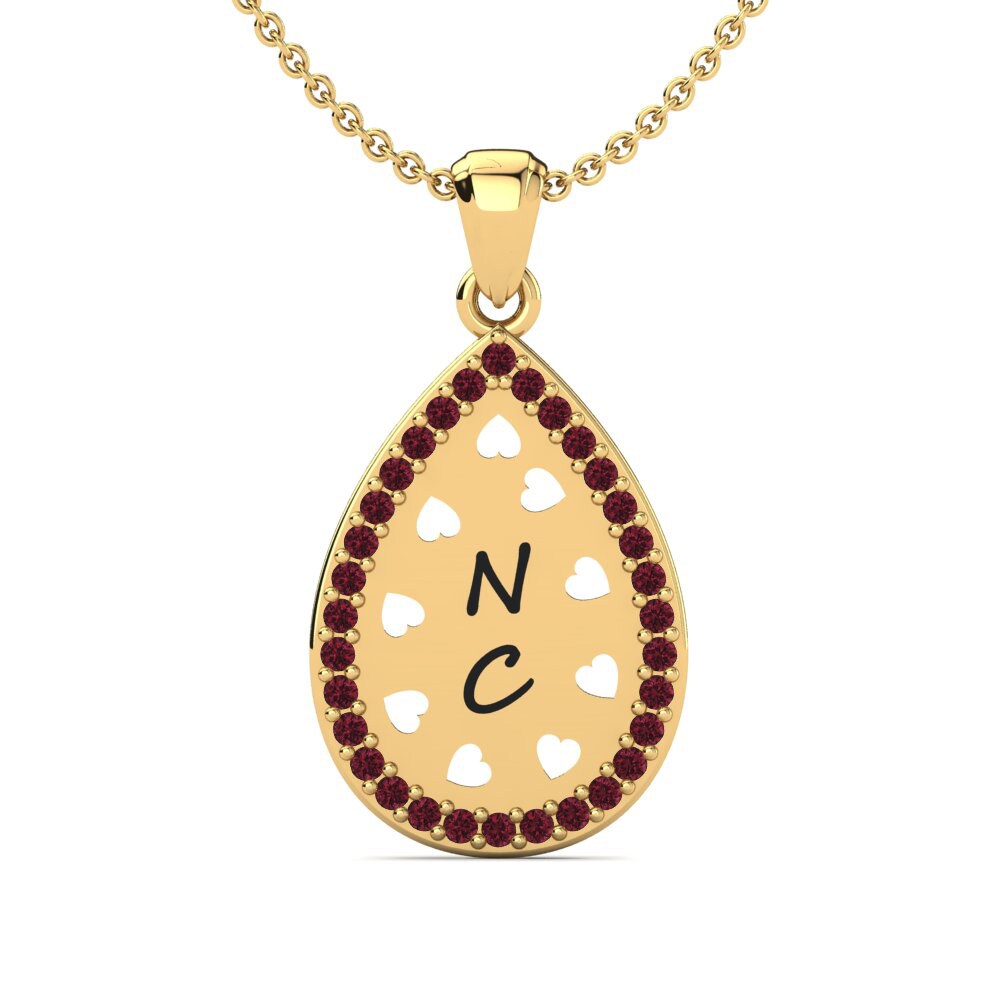 14k Oro Amarillo Granate Colgante de Mujer Flavien