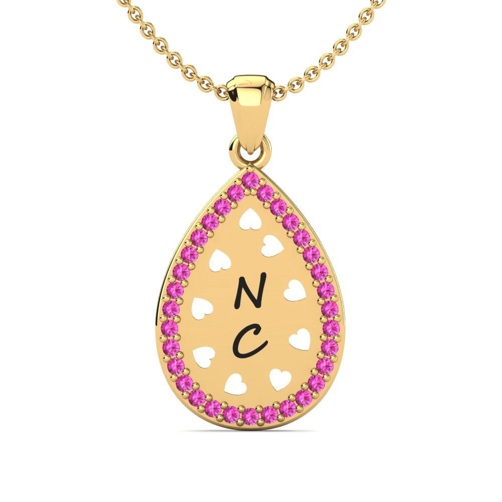 Gelbgold 585 Rosa Turmalin Damen anhänger Flavien