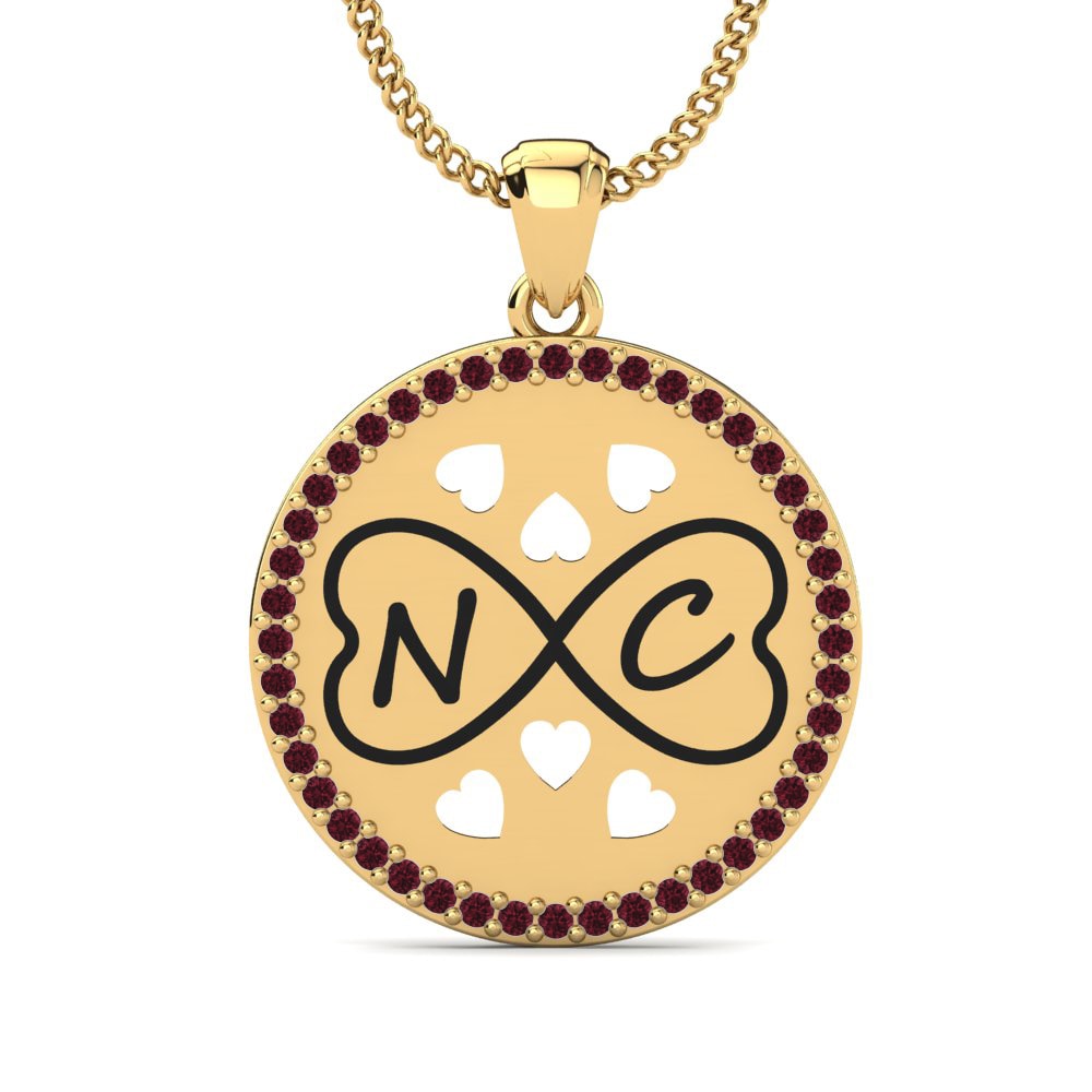 14k Oro Amarillo Granate Colgante de Mujer Foeke