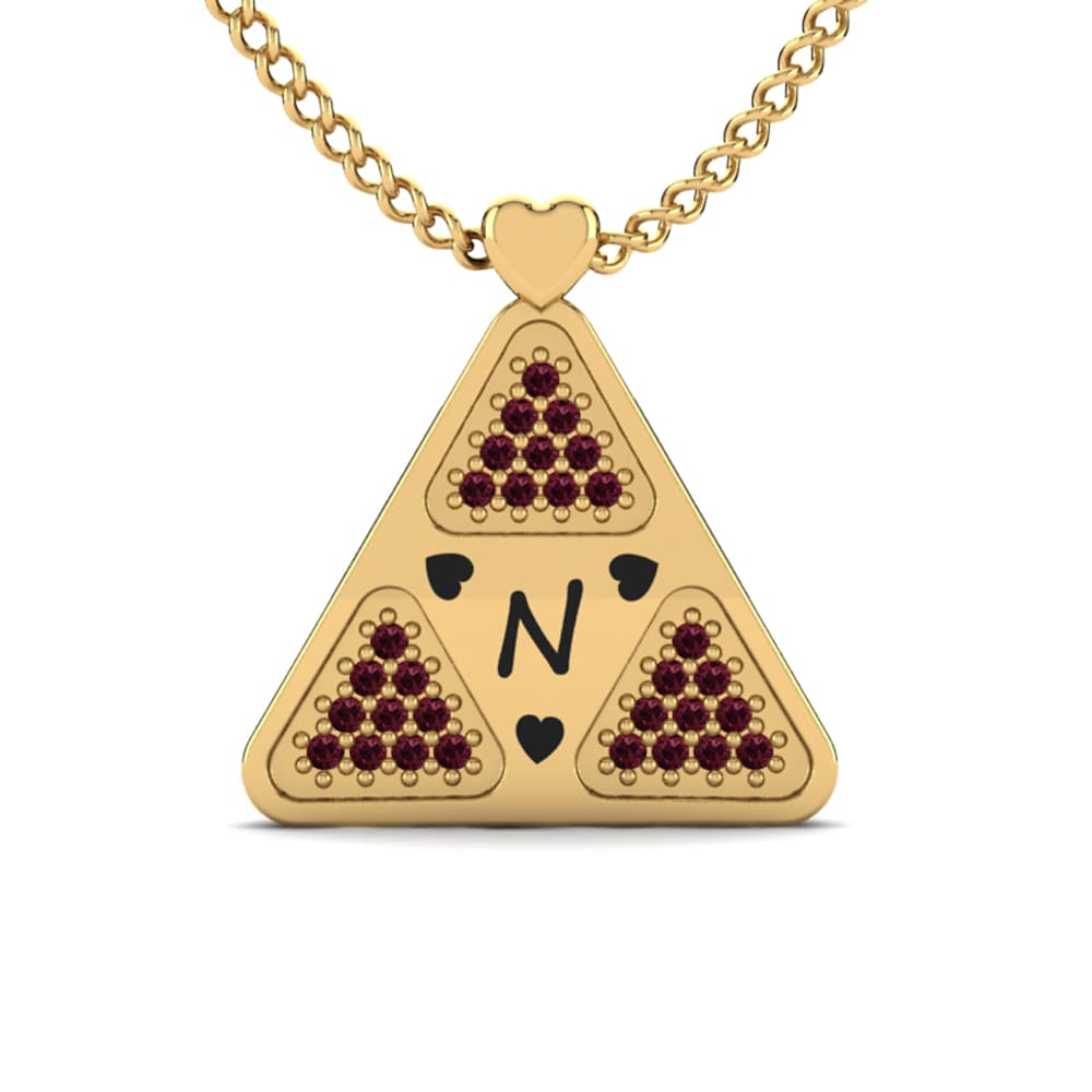 14k Oro Amarillo Granate Collar de Mujer Harleen
