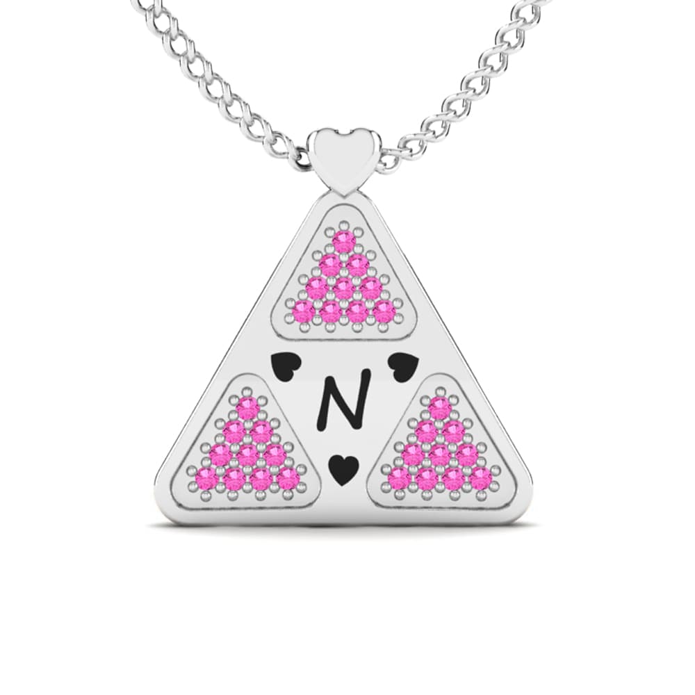 14k Oro Blanco Turmalina rosa Collar de Mujer Harleen