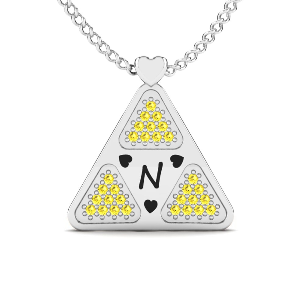 14k Oro Blanco Zafiro amarillo Collar de Mujer Harleen