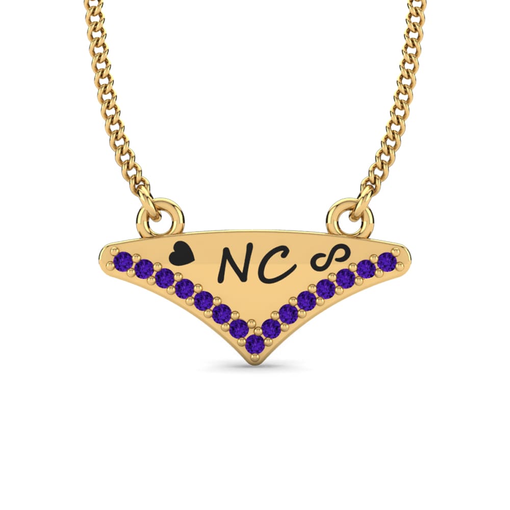 Gelbgold 585 Amethyst Damen halskette Harmonee
