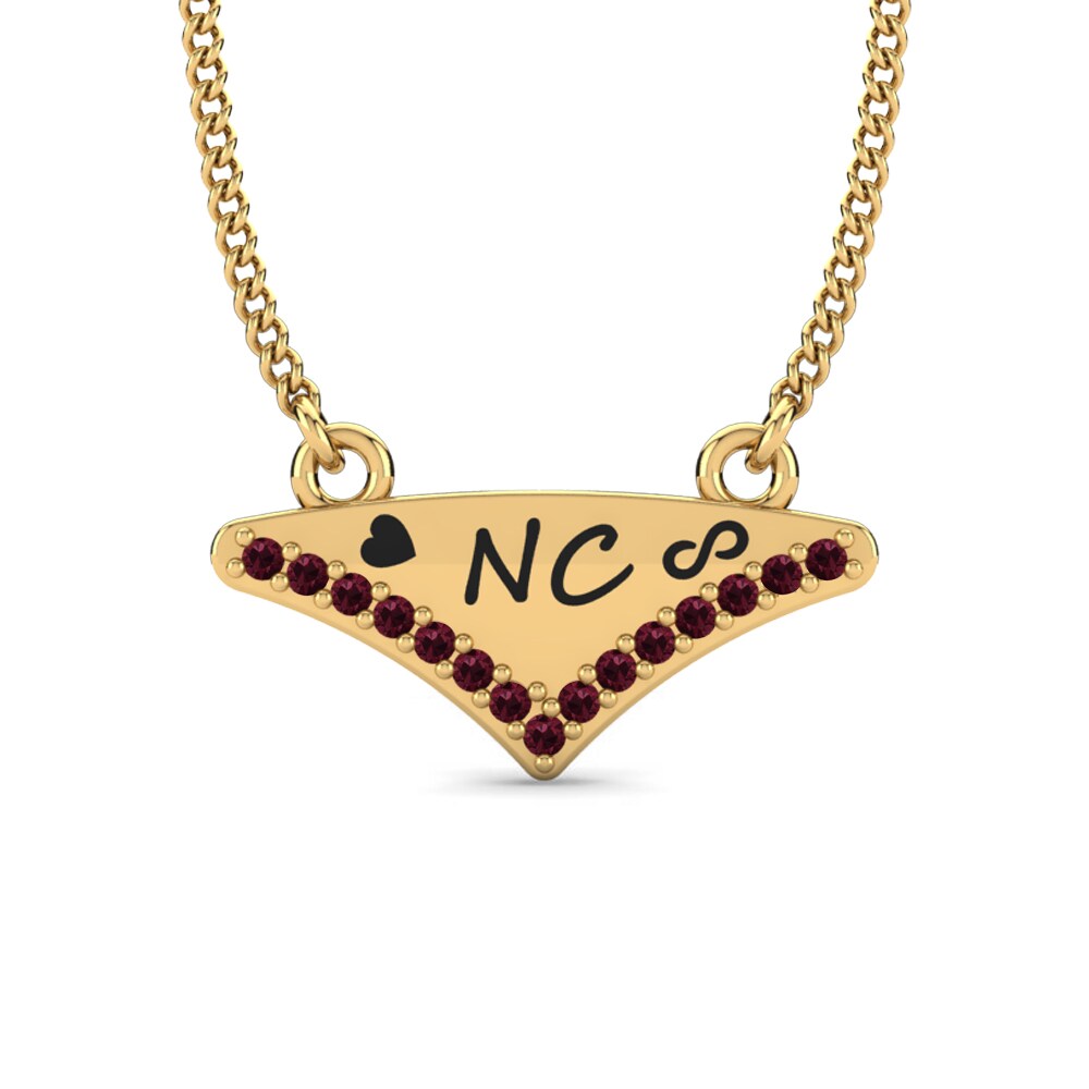 14k Oro Amarillo Granate Collar de Mujer Harmonee