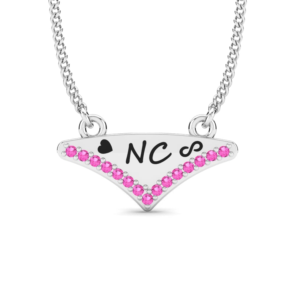 14k Oro Blanco Turmalina rosa Collar de Mujer Harmonee