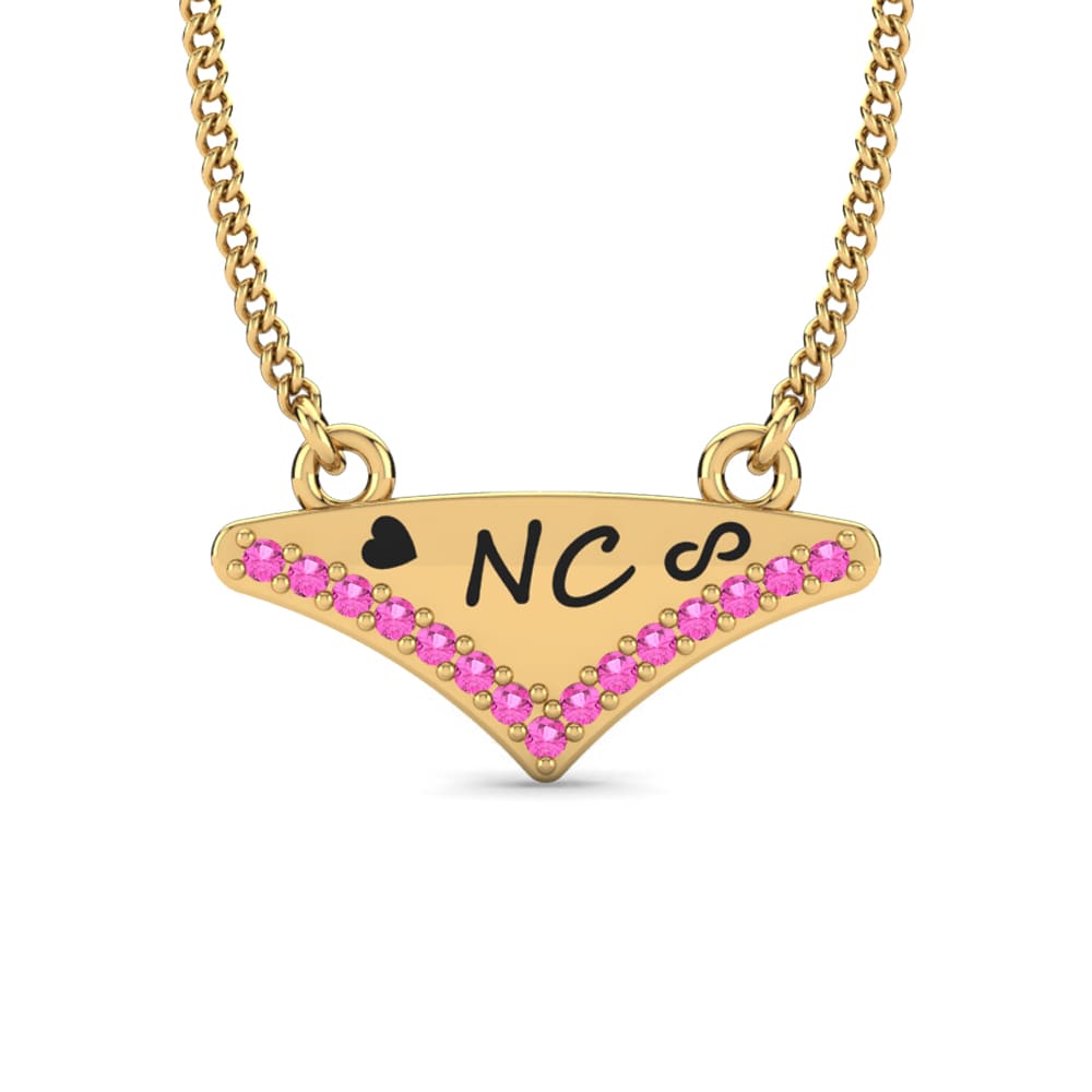 Gelbgold 585 Rosa Turmalin Damen halskette Harmonee