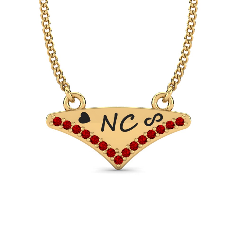 Gelbgold 585 Roter Zirkonia Damen halskette Harmonee