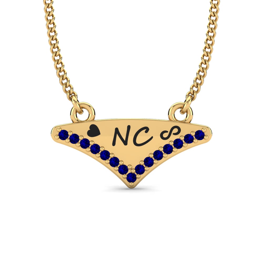 Gelbgold 585 Dunkelblauer Zirkonia Damen halskette Harmonee