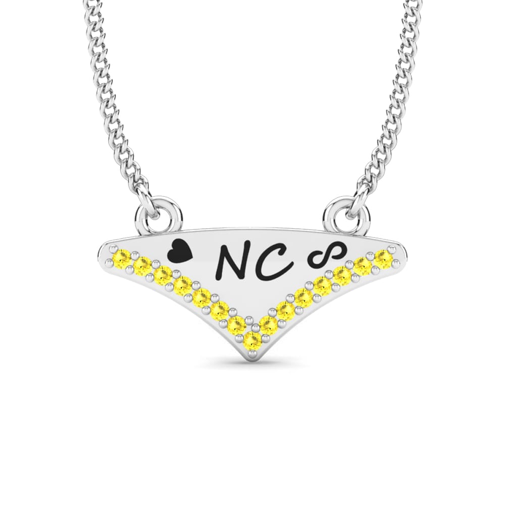14k Oro Blanco Zafiro amarillo Collar de Mujer Harmonee
