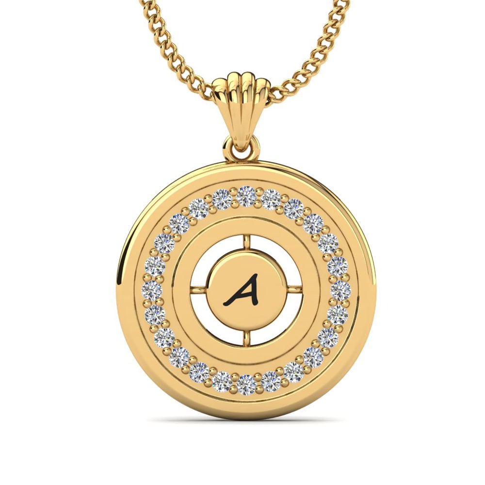 Gelbgold 585 Weißer Saphir Damen anhänger Haven